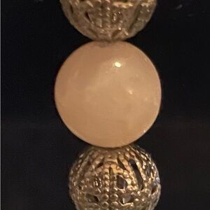 Elegant Silver and Cream Beaded Necklace